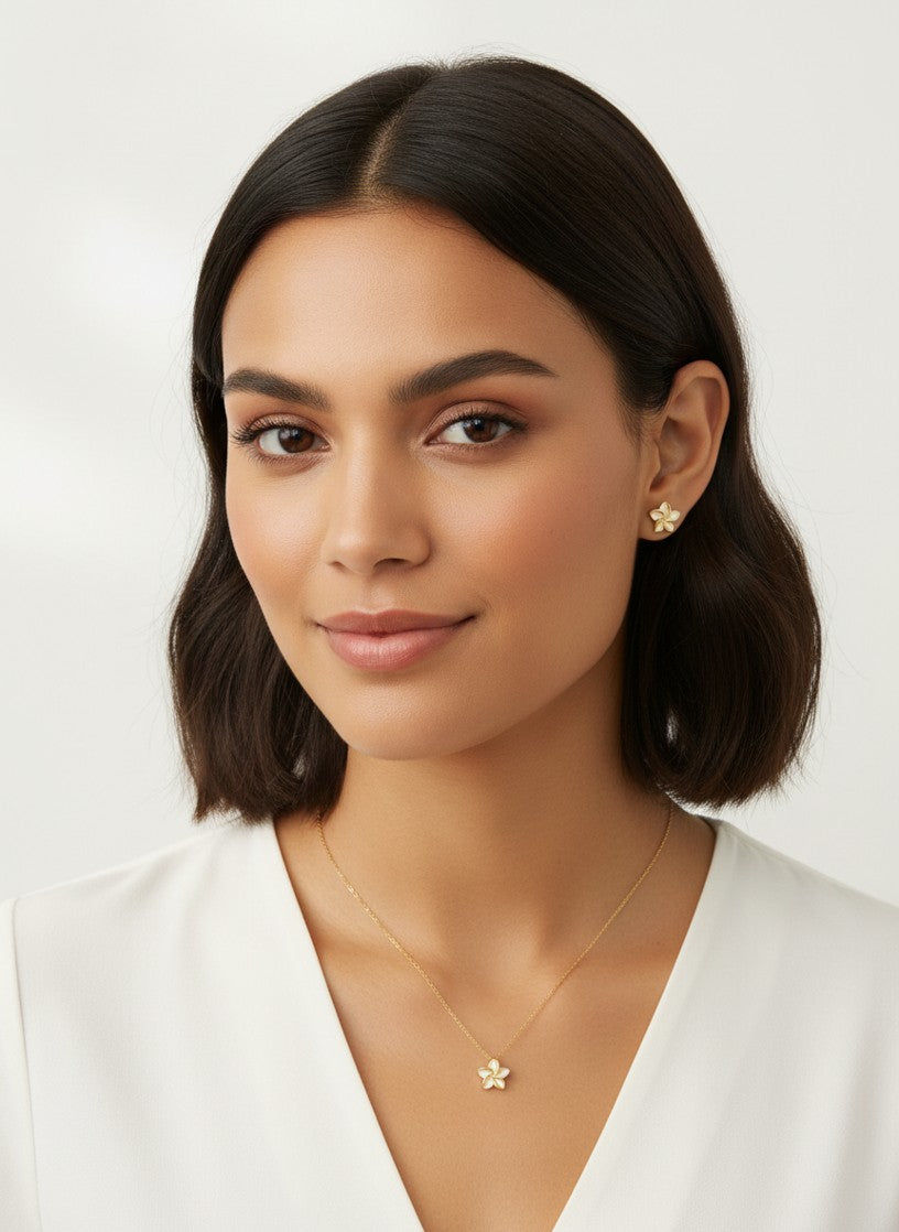 Pack Fleurs Dorées — Boucles d’oreilles et collier