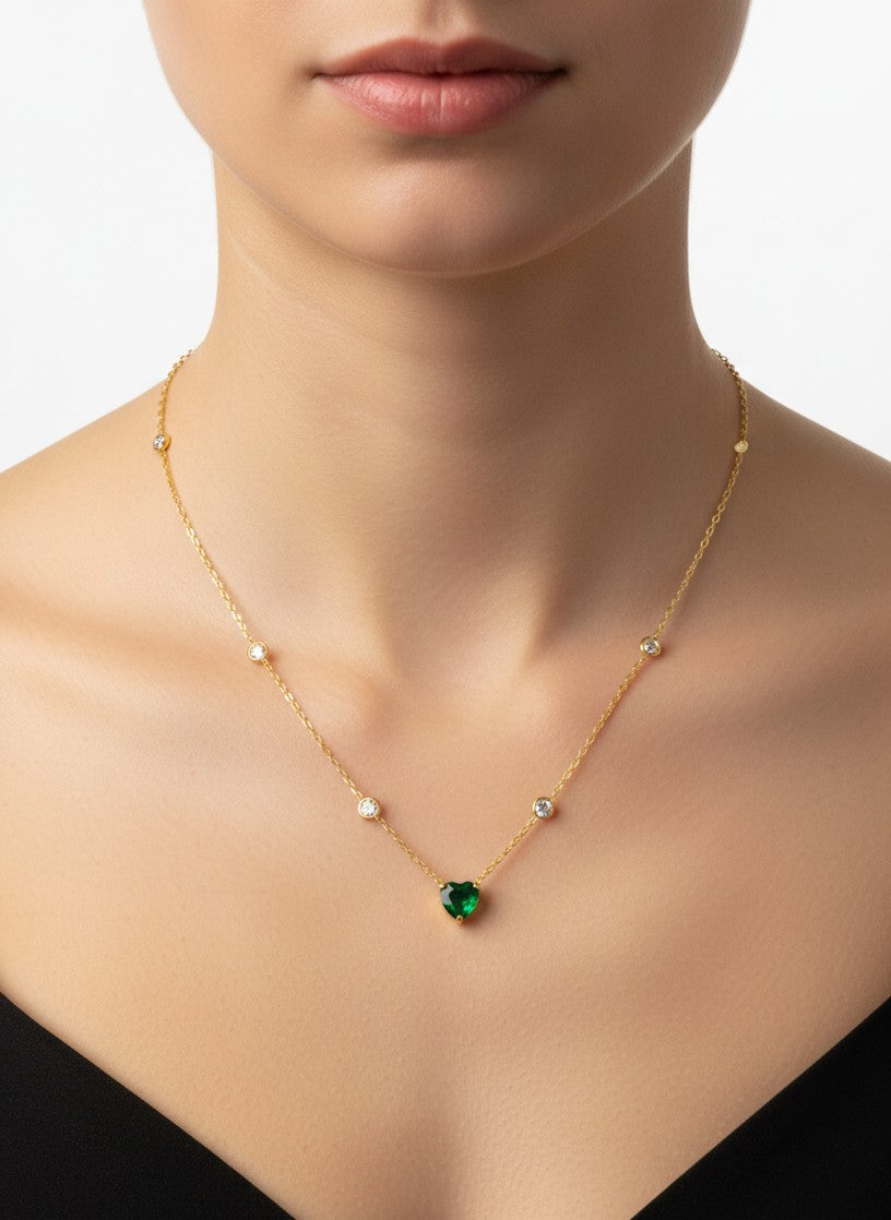 Collier Cœur Emeraude