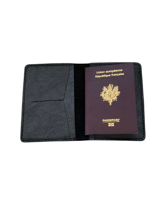 Porte passeport cuir noir