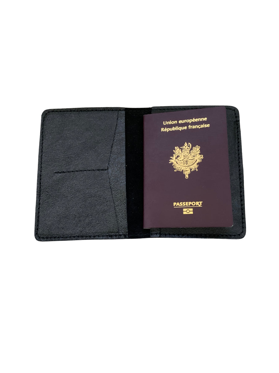 Porte passeport cuir noir