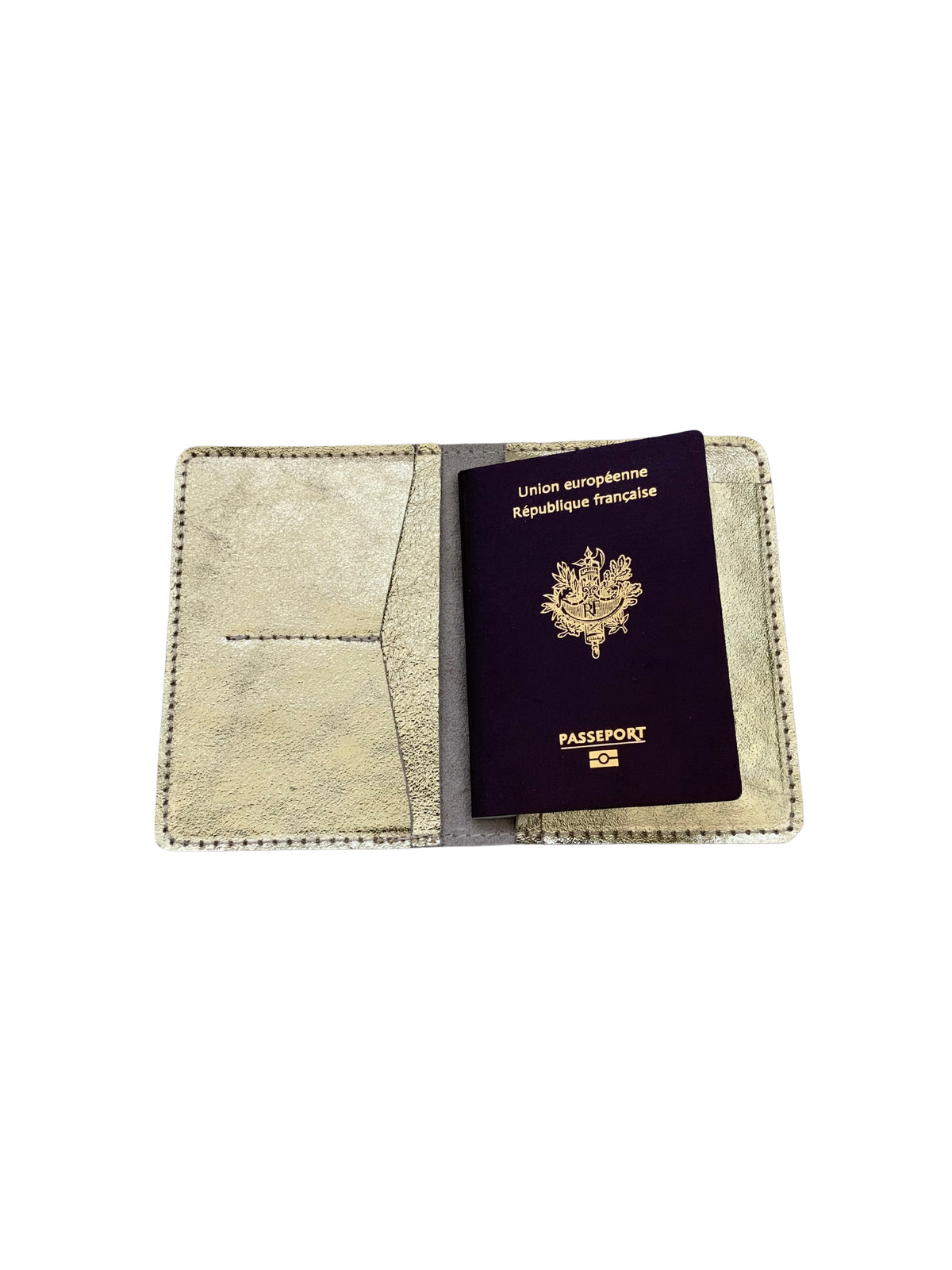 Porte passeport cuir doré