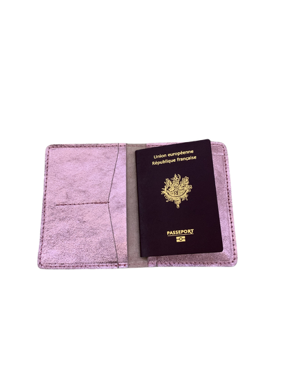 Porte passeport cuir rose