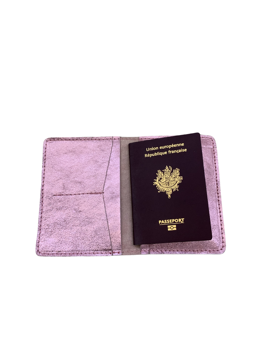 Porte passeport cuir rose